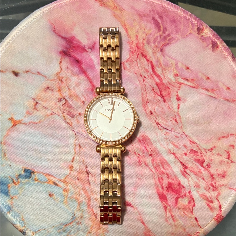 Fossil Women's Gold-Tone Watch with White Dial